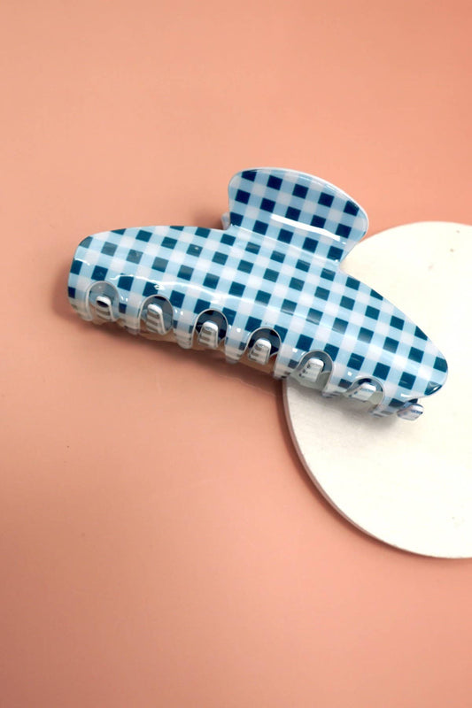 Plaid Blue Gingham Classic Claw