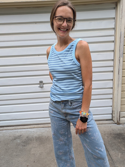 Sky Blue Stripe Tank