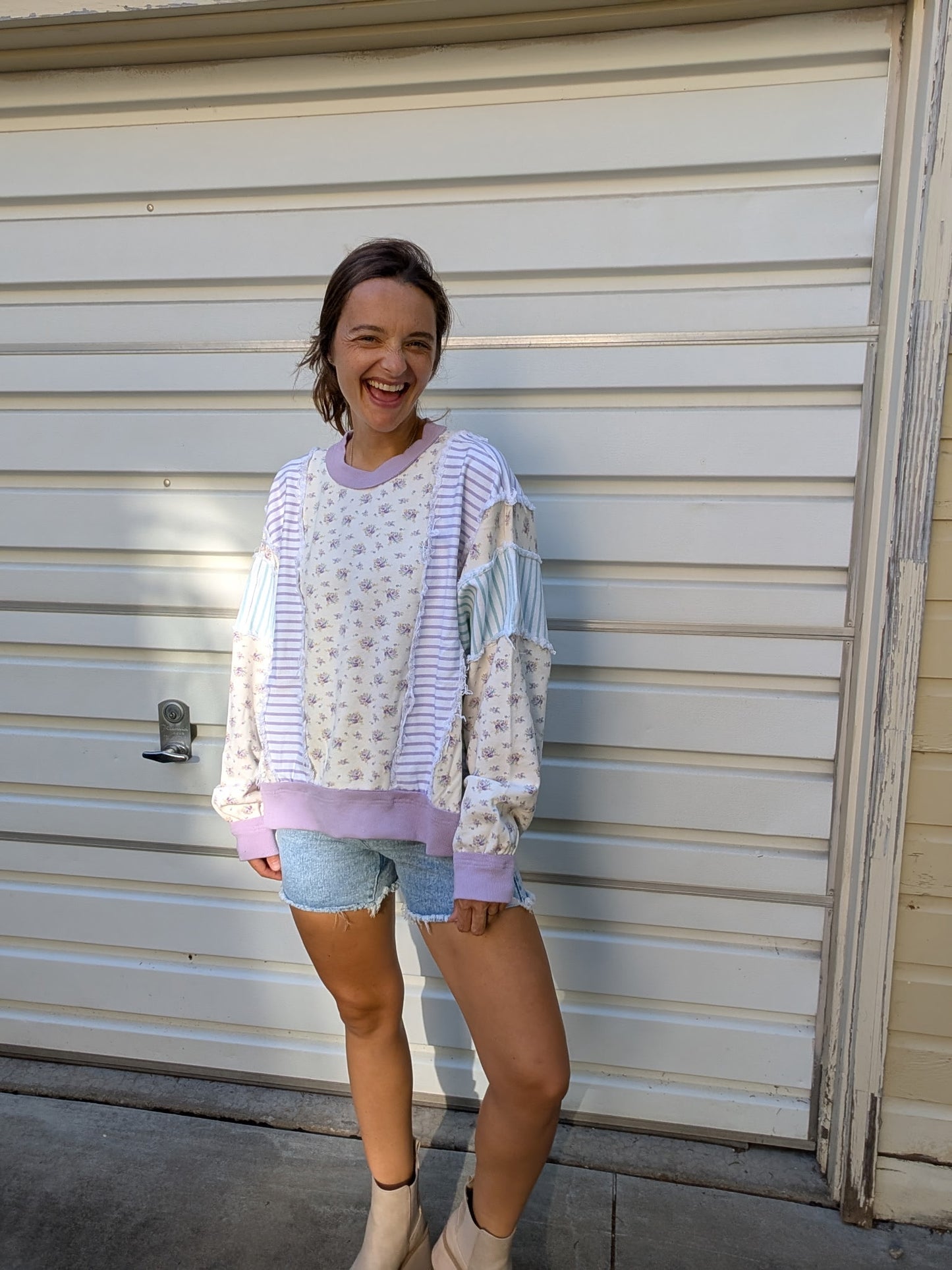 Lilac Meadow Patchwork Pullover