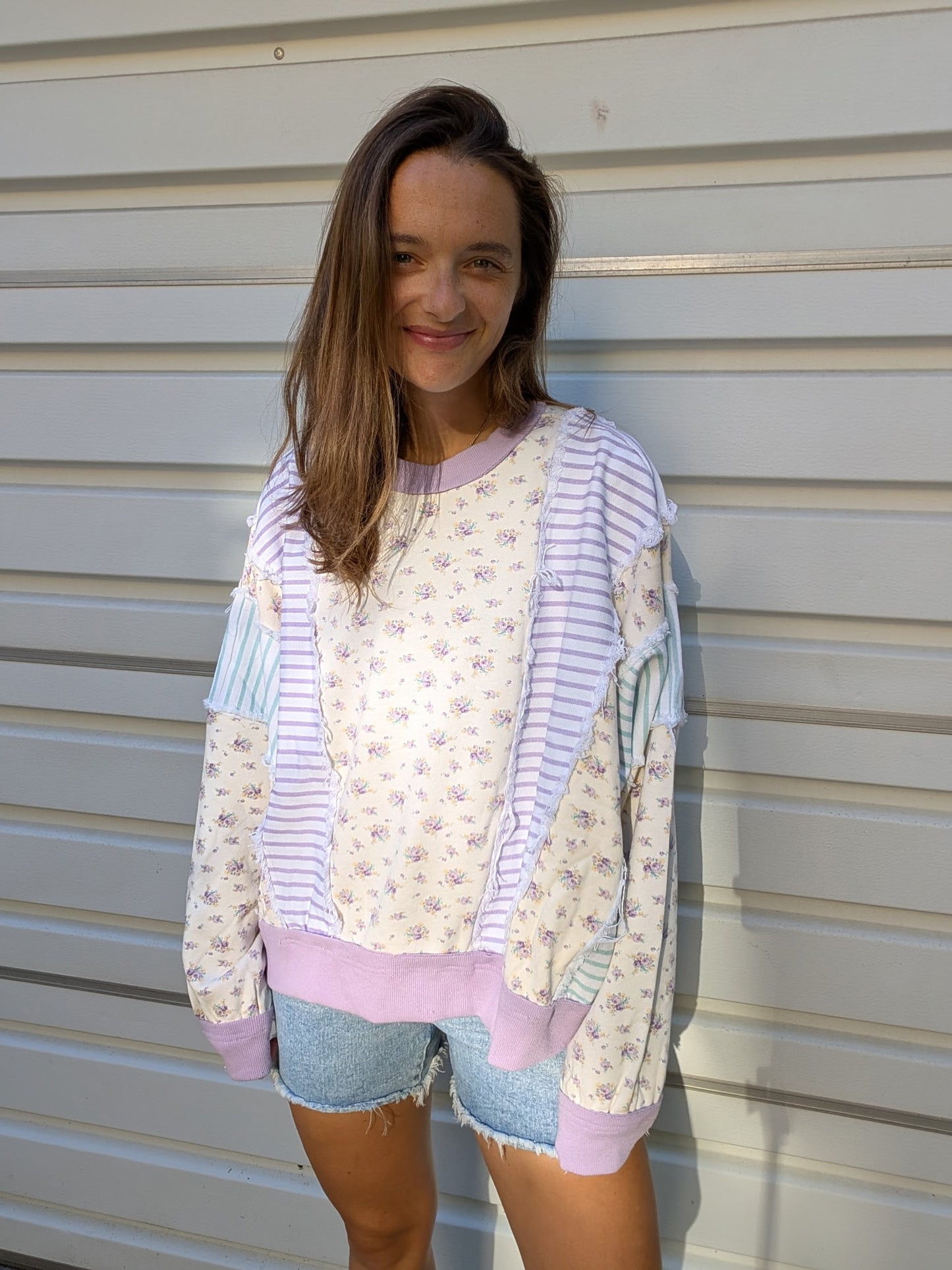 Lilac Meadow Patchwork Pullover