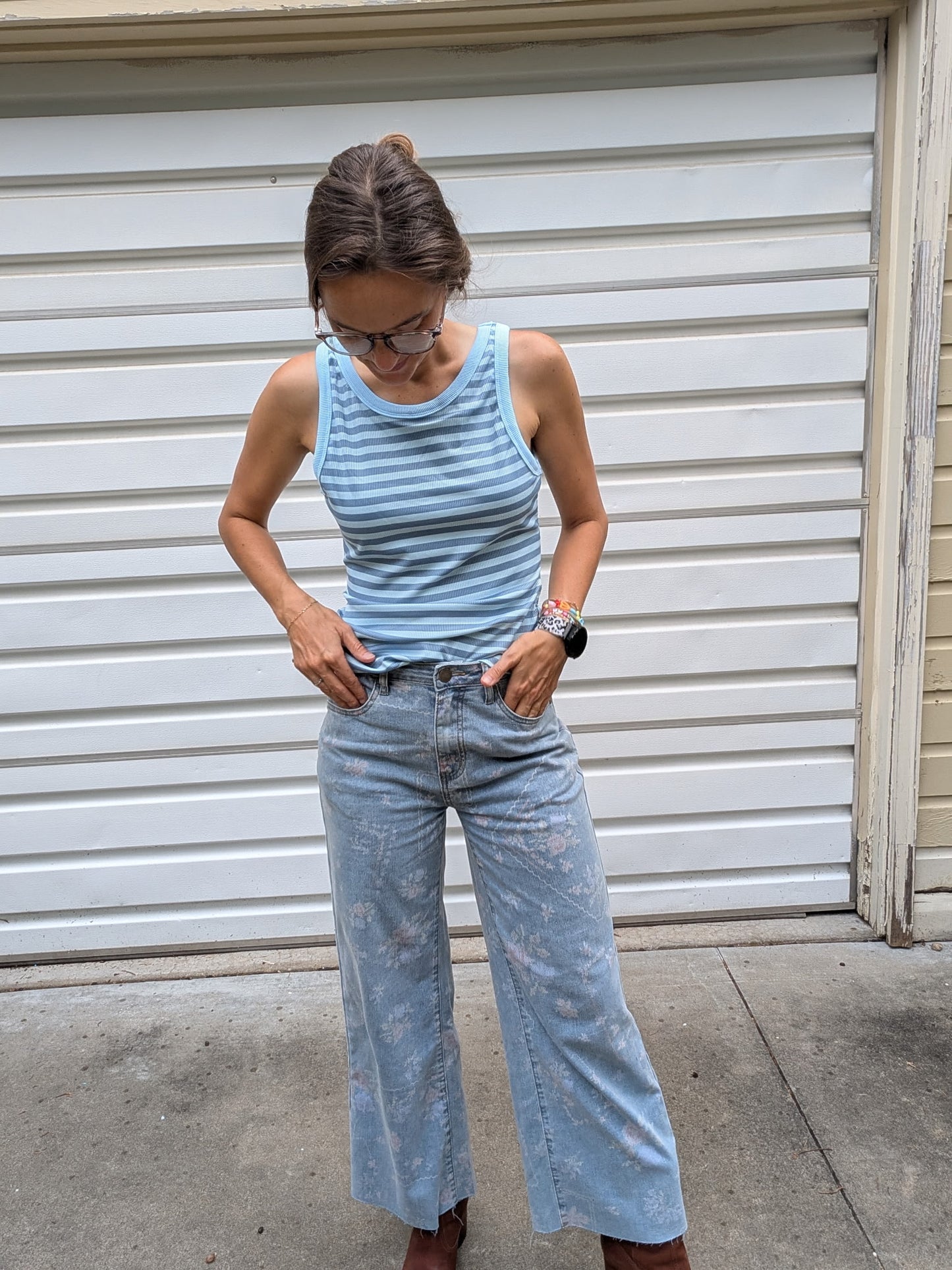 Sky Blue Stripe Tank