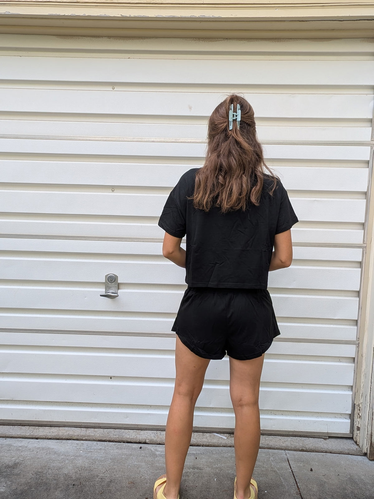 Midnight Glow Boxy Crop & Flared Shorts Two-Piece Set