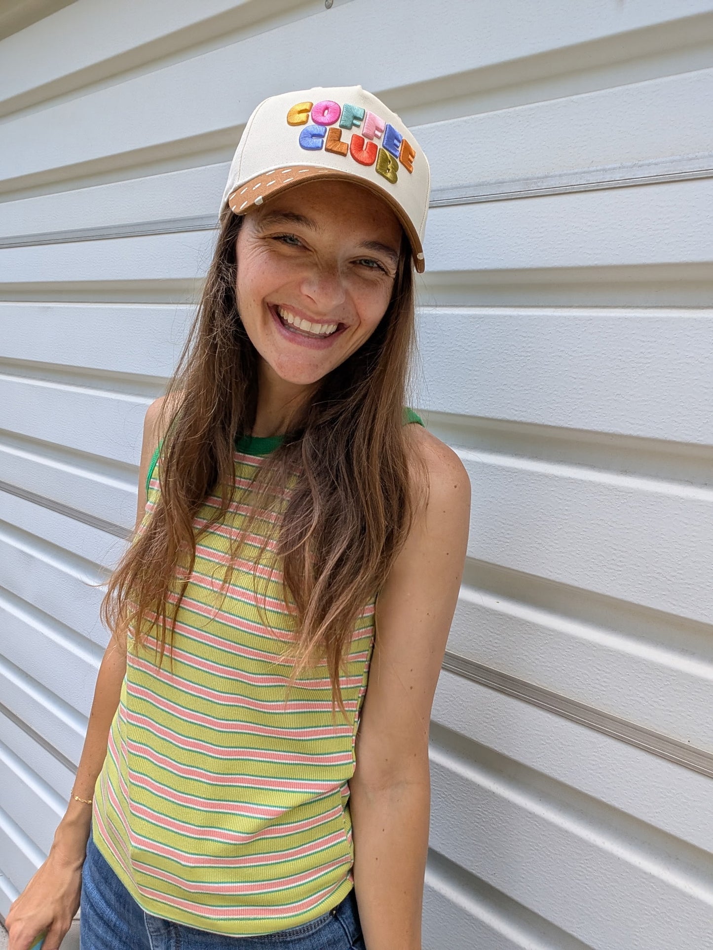 Coffee Club Embroidered Polka Dot Trucker Hat