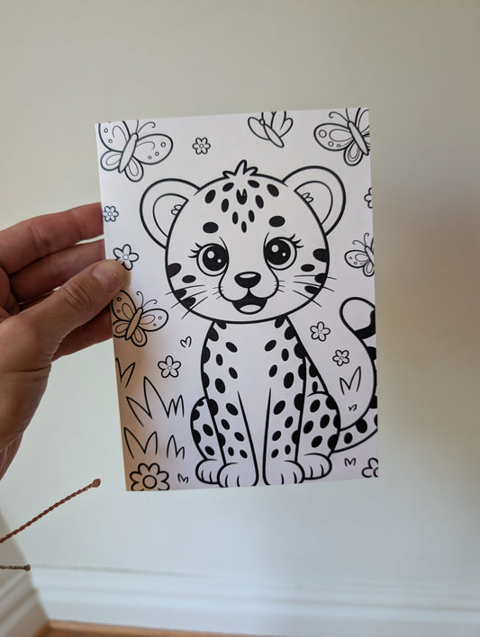 "Wildly Cute" Leopard Coloring Greeting Card