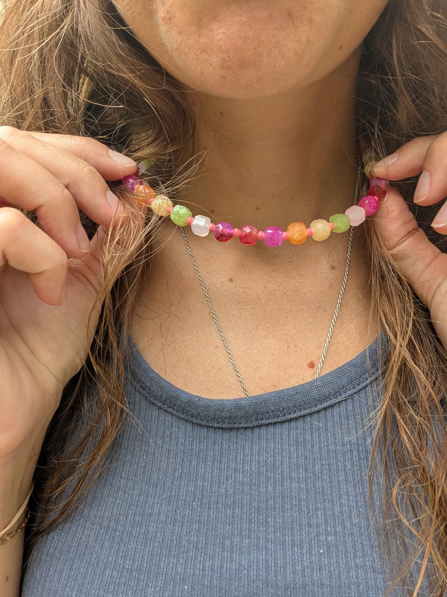 Paris Flower Market - Gemestone Beaded Necklace
