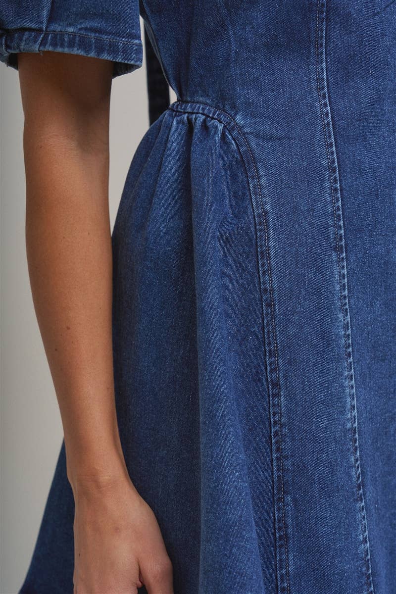 The Clara Puff-Sleeve Denim Mini Dress