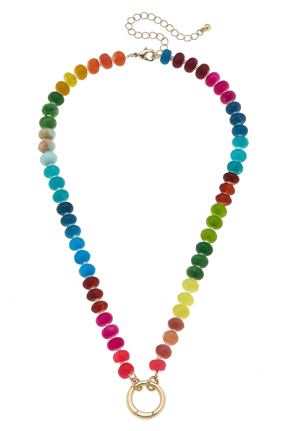 Lucy Gemstone Beaded Charm Necklace Base in Rainbow