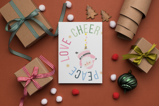 Peace, Love, Cheer,  Santa Card